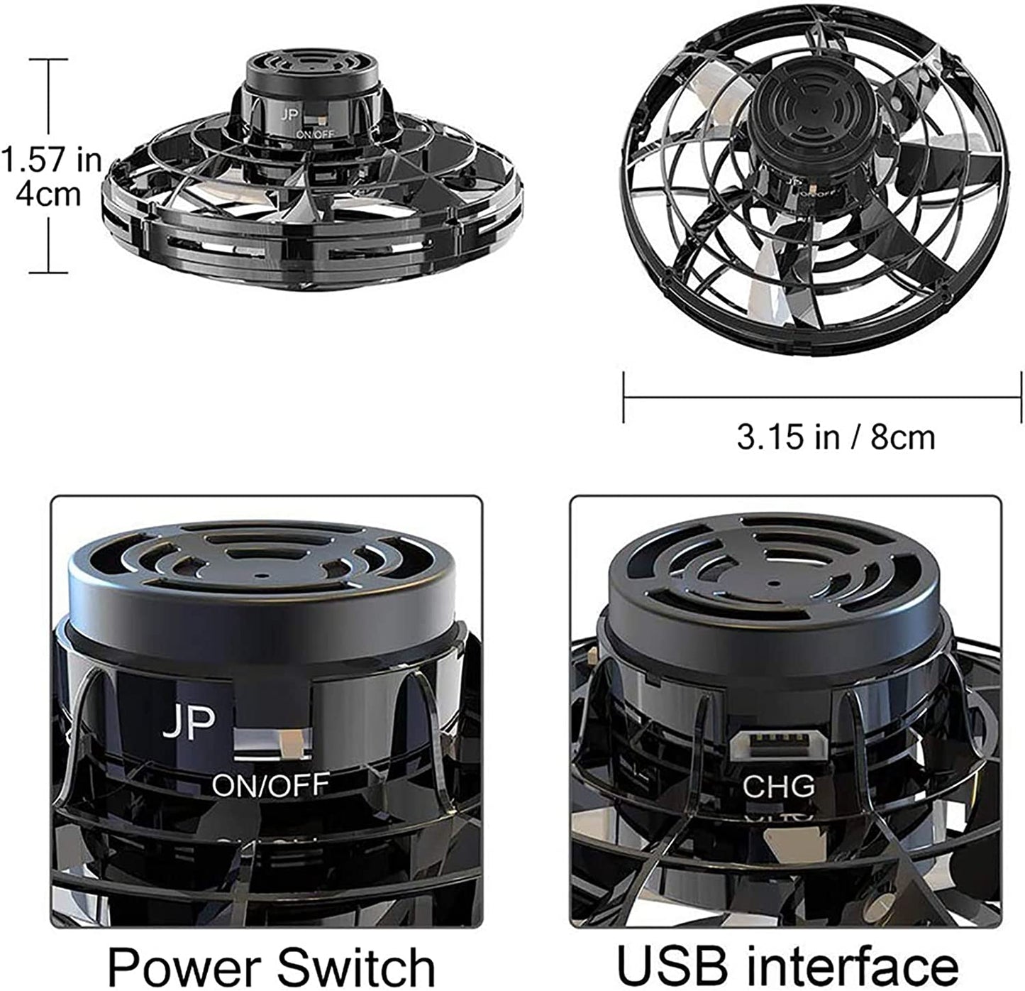 Taosmart Ifly Flying Spinner Mini Drone UFO Toy for Kids Hand Controlled Operated Ball Popular Gift Spinning and Fly like Boomerang with Led Light Dark  Taosmart   