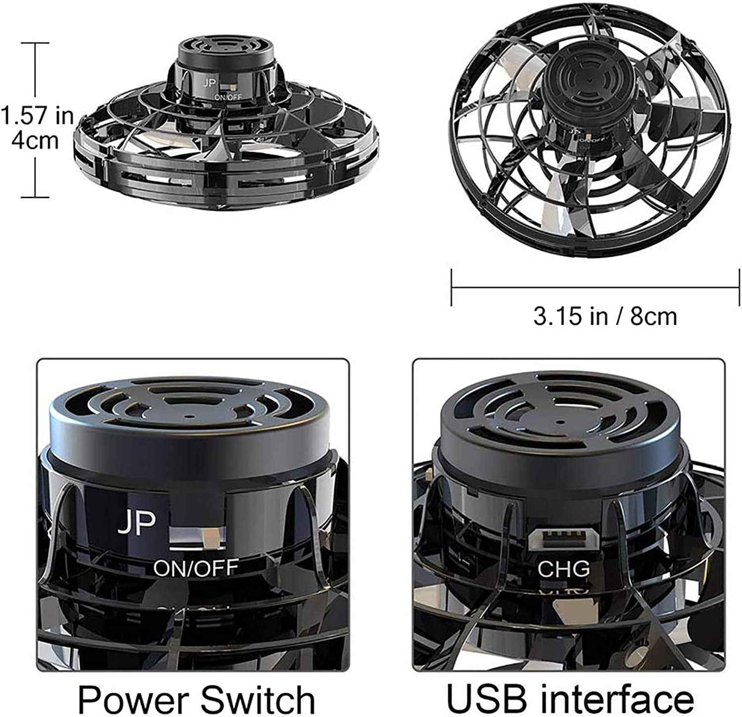 Taosmart Ifly Flying Spinner Mini Drone UFO Toy for Kids Hand Controlled Operated Ball Popular Gift Spinning and Fly like Boomerang with Led Light Dark  Taosmart   