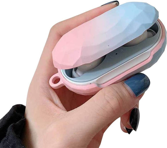 Aikeduo Colorful Gradient Protective Case Lightweight for Samsung Galaxy Buds Buds+ with Carabiner Earphone Cover for Galaxy Buds plus Accessories (Pink)  Aikeduo   