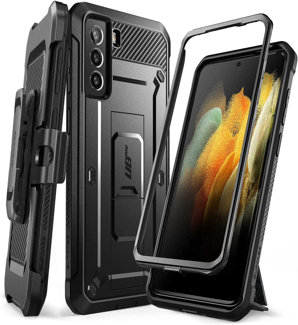 SUPCASE Ubpro Series Case for Galaxy S21+ plus 5G (2021 Release), Full-Body Dual Layer Rugged Holster & Kickstand Case without Built-In Screen Protector (Ruddy)  SUPCASE Black  