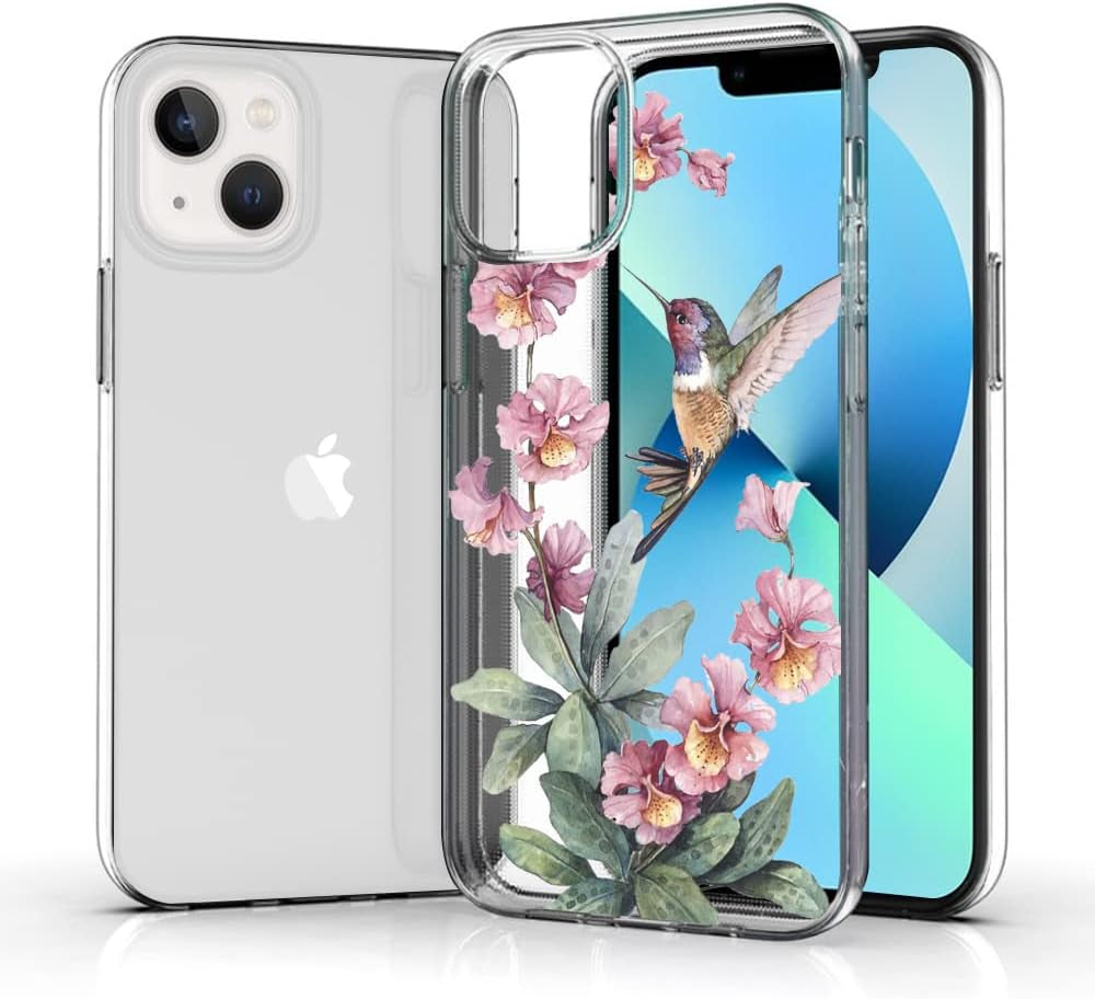 Ademen Clear Case for Iphone 13 Case 6.1 Inches Cute Hummingbird Case for Girls Women Soft TPU Protective Bumper Case Cover for Iphone 13(Hummingbird)  Ademen   