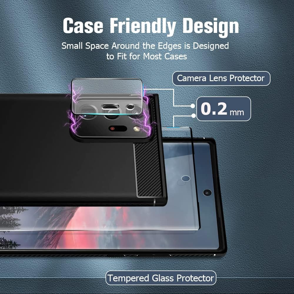 [2+2 Pack] Galaxy S20 Ultra Screen Protector and Camera Lens Protector,Fingerprint Unlock,3D Full Coverage,For Samsung Galaxy S20 Ultra (6.9 Inch) 9H Hardness Tempered Glass Screen Protector  OuYteu   