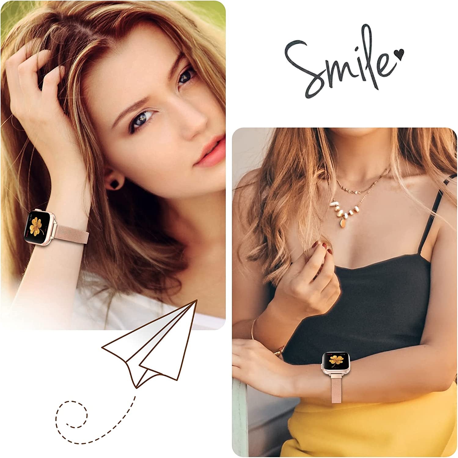 CTYBB for Apple Watch Band Series Ultra SE 8 7 6 5 4 3 2 1 38Mm 40Mm 41Mm 42Mm 44Mm 45Mm 49Mm, Stainless Steel Slim & Thin Mesh Magnetic Clasp Strap Women and Girl Replacement Band for Iwatch  DMORI   