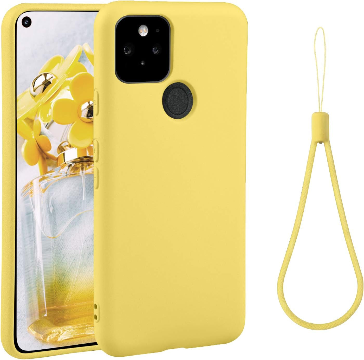 ABITKU Compatible with Google Pixel 4A 5G Case,Slim Silicone Gel Rubber Case Cover (With Microfiber Lining) Full Body Shockproof Design for Google Pixel 4A 5G 6.2 INCH (Pink)  abitku Yellow  