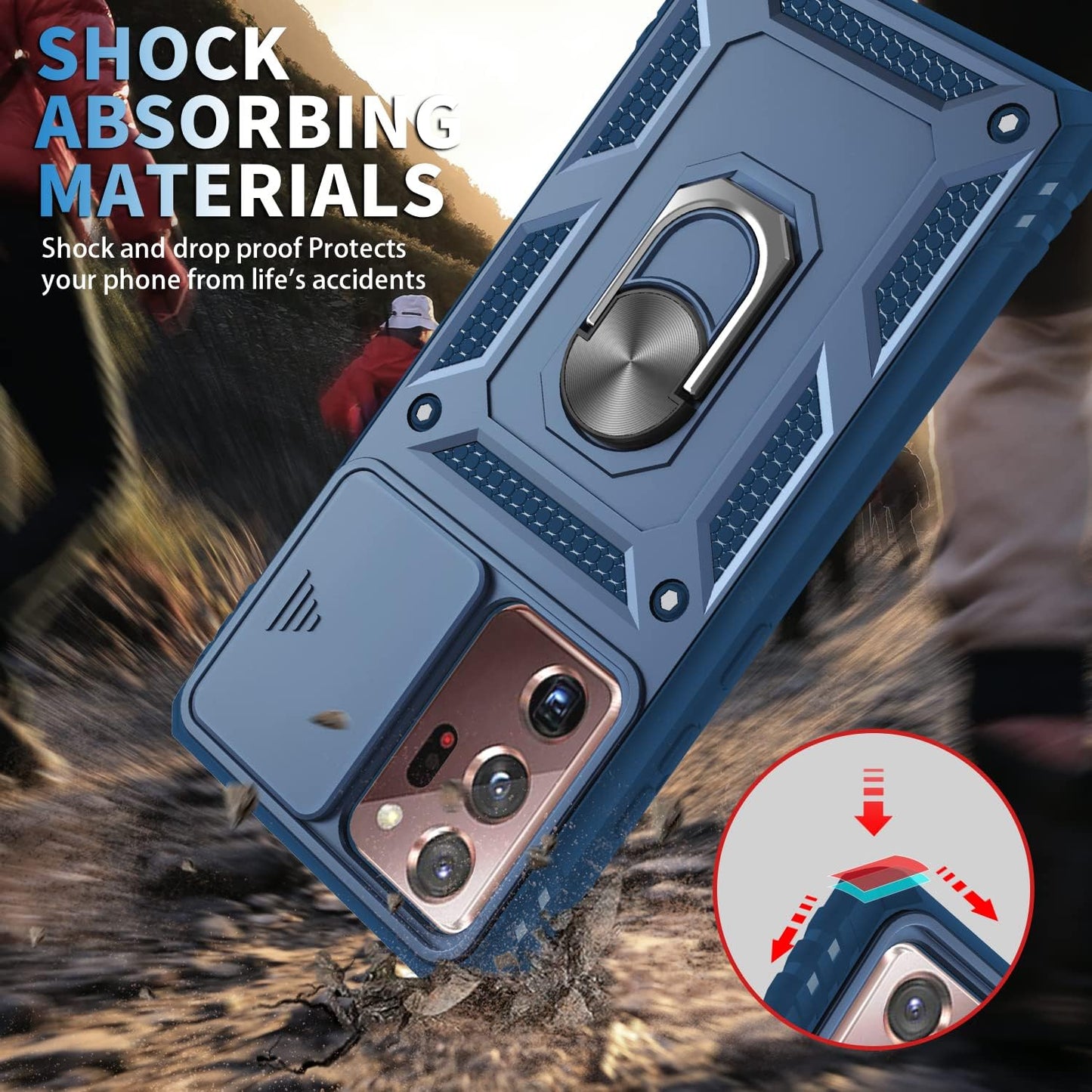 DAWEIXEAU Case for Galaxy Note 20 Ultra, Shockproof Impact Resistant with Slide Lens Protective Cover Case for Samsung Galaxy Note 20 Ultra/Note 20 Ultra 5G (Blue)  DAWEIXEAU   