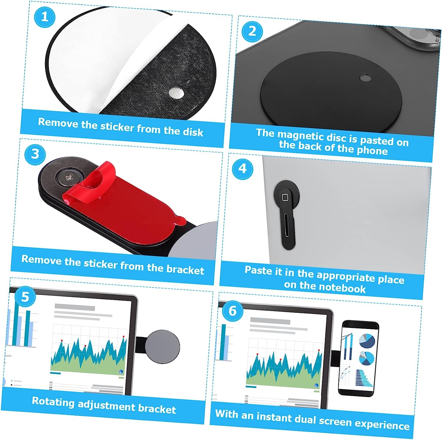 WOONEKY Bracket Magnetic Car Holder Laptop Holder for Desk Laptop Car Mount Magnetic Phone Stand for Desk Magnetic Laptop Rack Phone Bracket Stand for Laptop Magnetic Laptop Holder  WOONEKY   