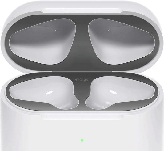 Elago Airpods 2 Dust Guard (Matte Space Grey, 1 Set) Dust-Proof Metal Cover, Luxurious Finish, Watch Installation Video - Compatible with Apple Airpods 2 Wireless Charging Case [US Patent Registered]  elago   