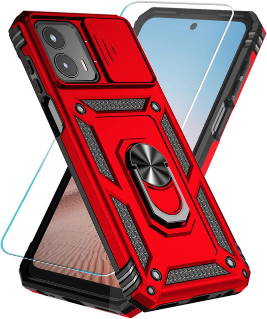 Sunstory for Motorola Moto G 5G 2023 Case with Tempered Glass Screen Protector & Slide Camera Cover & Kickstand, [Military-Grade] Phone Case for Moto G 5G 2023 (Red)  SunStory   
