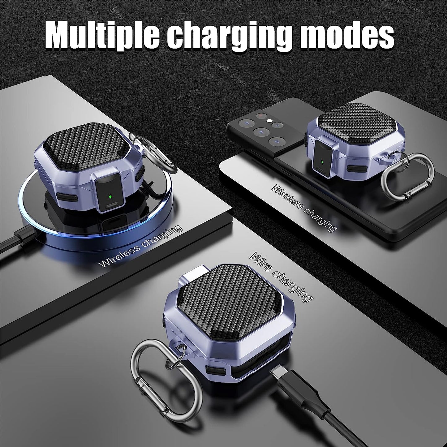 Lopnord for Galaxy Buds 2 Pro Case/Galaxy Buds Pro Case/Galaxy Buds 2 Case/Galaxy Buds Live Case with Lock, Carbon Fiber Shockproof Cover for Galaxy Buds Pro Case Samsung Earbuds with Keychain…  Lopnord US   