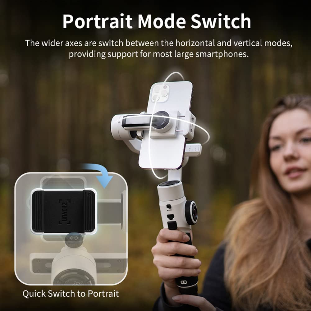 Zhiyun Smooth 5S Professional Gimbal Stabilizer for Smartphone, Handheld 3-Axis Phone Gimbal, Portable Stabilizer for Vlogging, Youtube, Tiktok, Live Video Compatible with Iphone and Android - White  ZHIYUN   