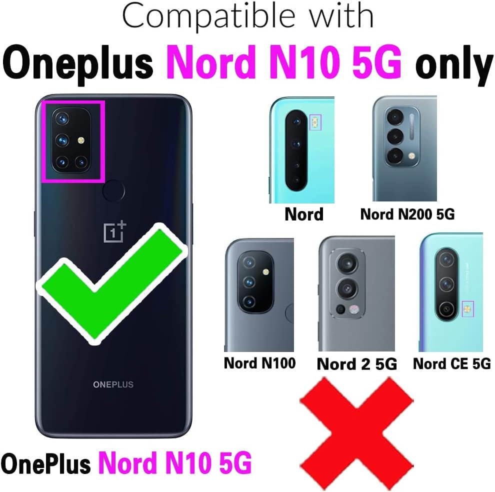 Asuwish Phone Case for Oneplus Nord N10 5G Wallet Cover with Screen Protector and Credit Card Holder Crossbody Strap Cell Accessories One plus N 10 G5 1 plus 10N 1Plus One+ 1+ N105G Women Girls Brown  Asuwish   