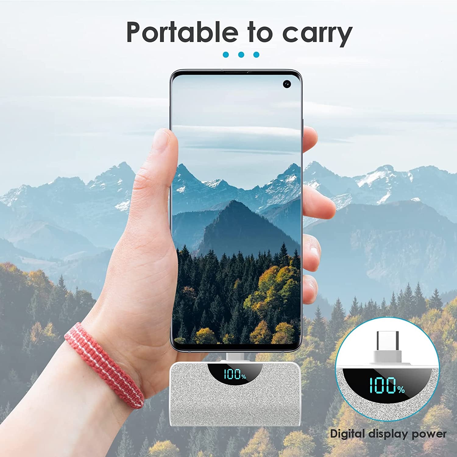 [2 Pack] Mini Portable Charger USB-C Power Bank 5200Mah,Lcd Display 15W PD Fast Charging Battery Pack Backup Charger Compatible with Samsung Galaxy S22/S21/S10/S9,Note 20/10,Moto,Lg,Android Phones Etc  Dongguan Yuanhaoxun Technology Co., Ltd   