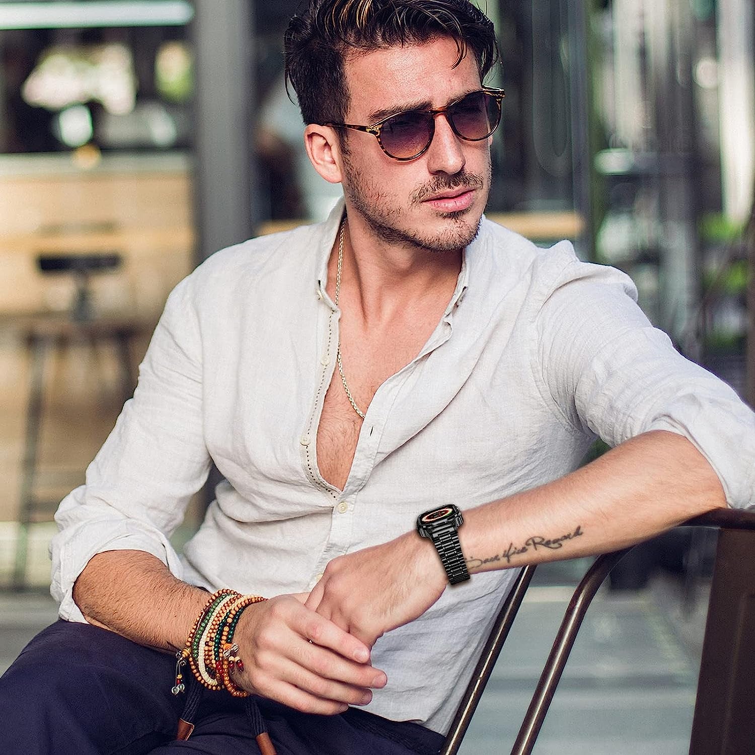 Amznew Apple Watch Band with Case Compatible for Iwatch Series Ultra(49Mm) 8/7(45Mm/41Mm) 6/5/4/Se(44Mm/40Mm) 3/2/1(42Mm/38Mm), Stainless Steel Iwatch Bands and Metal Bumper Cover for Men  Amznew   