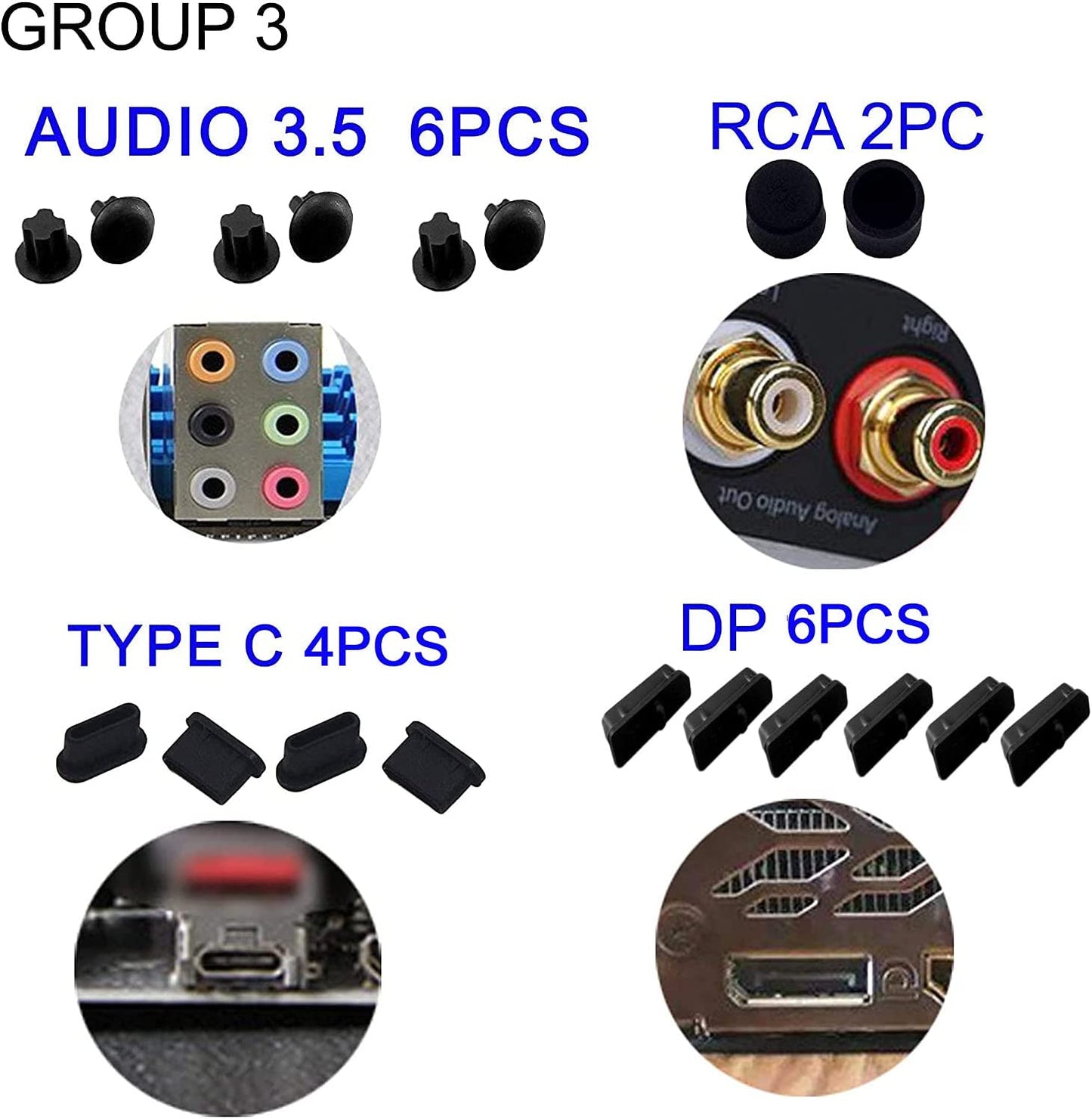 LAMPVPATH 52 PCS Anti-Dust Plugs Laptop Port Dust Plugs, Commonly Used 13 Types of Laptop Computer Port Dust Covers Stoppers (52 PCS in 13 Commonly Used Types)-Do NOT Fit Macbook  LampVPath   