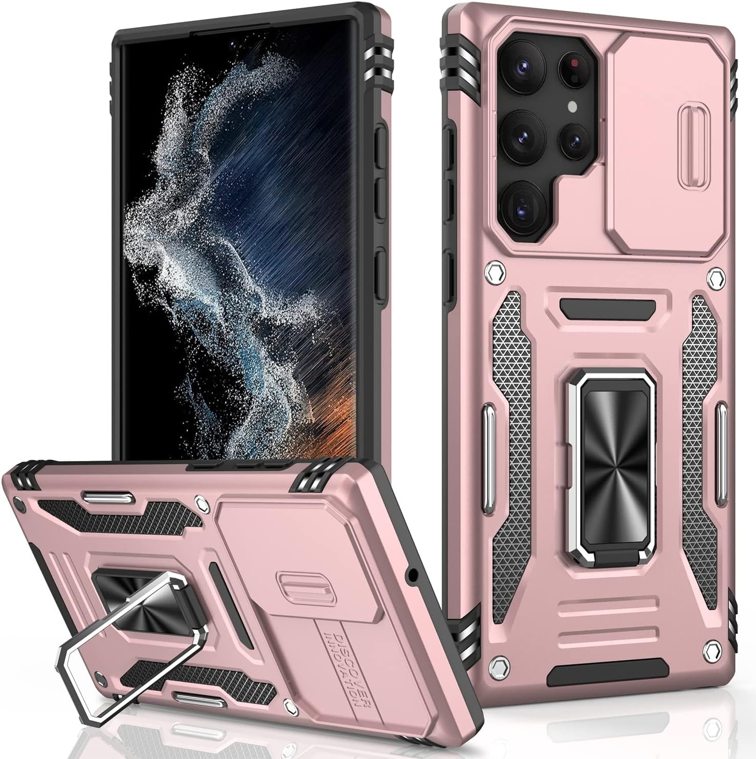 LUMARKE Galaxy S22 plus Case with Camera Cover,Samsung S22 plus Cover Pass 16Ft Drop Test Military Grade Heavy Duty Protective Phone Case with Kickstand for Samsung Galaxy S22 plus Black  LUMARKE Rose Gold Galaxy S22 Ultra 6.8''-L 
