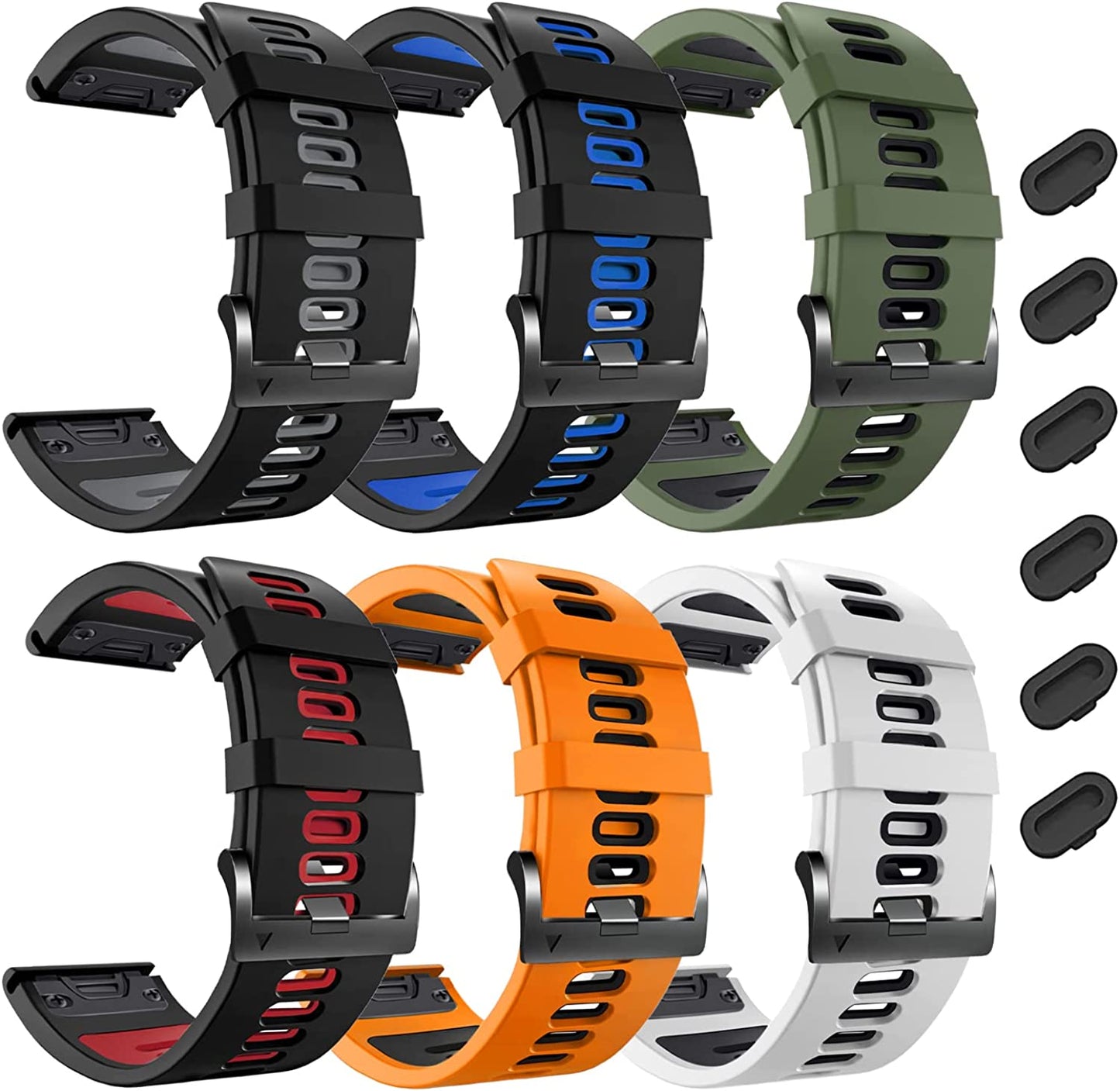 Compatible with Garmin Watch Bands,26Mm Width Soft Silicone Quick Release Straps for Fenix 7X/Enduro/Fenix 6X Pro/Fenix 6X/Fenix 5X Plus/Fenix 3/Fenix 3 Hr/Descent Mk1/D2 Delta Px/Tactix Delta,Black-Grey  ZPJPPLX 2C-6 Pack 2  