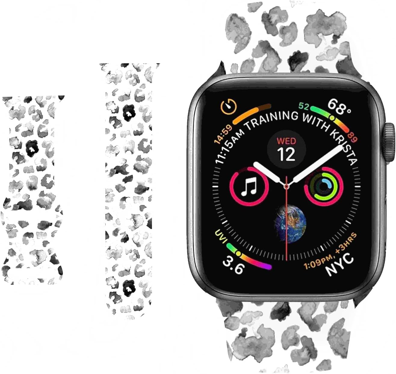 Hi-Yoohere Stylish Wild Leopard Printing Bands Compatible with Apple Watch 42Mm 44Mm 45Mm M/L, Bright Soft Silicone Wristband Strap for Iwatch SE & Series 7/6/5/4/3/2/1 for Girls Women (Color A12)  HYHMXB Color A7 42mm/44mm/45mm M/L 