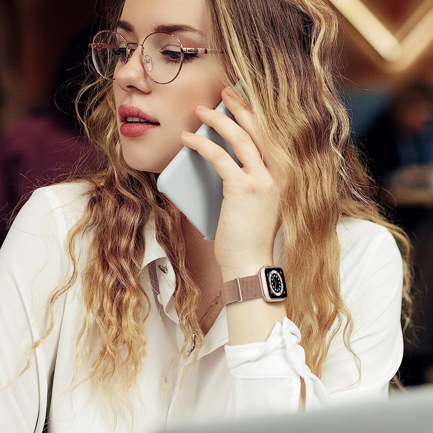 Junghoo Compatible with Apple Watch Bands 38Mm 40Mm 41Mm 42Mm 44Mm 45Mm Women Men, Stainless Steel Mesh Loop Magnetic Clasp Replacement for Iwatch Band Series SE 7 6 5 4 3 2 1.  JungHoo   