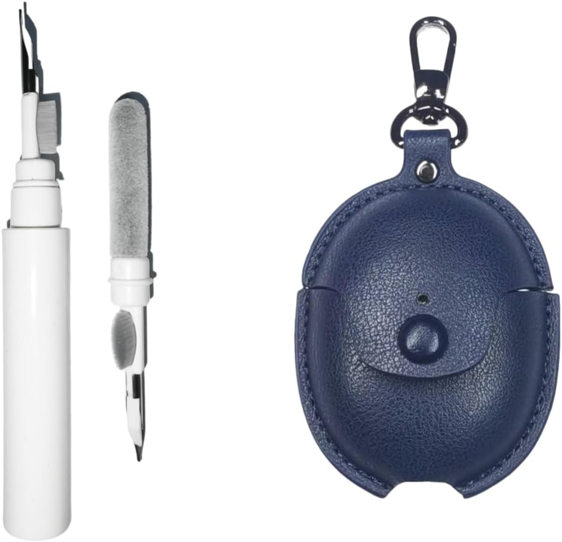 [3 in 1] Compatible for Google Pixel Buds Pro 2022 Cases with Cleaning Kit, Front LED Visible PU Leather Protective Cover Skin with Keychain for Man Women  CASEVERSE Blue  