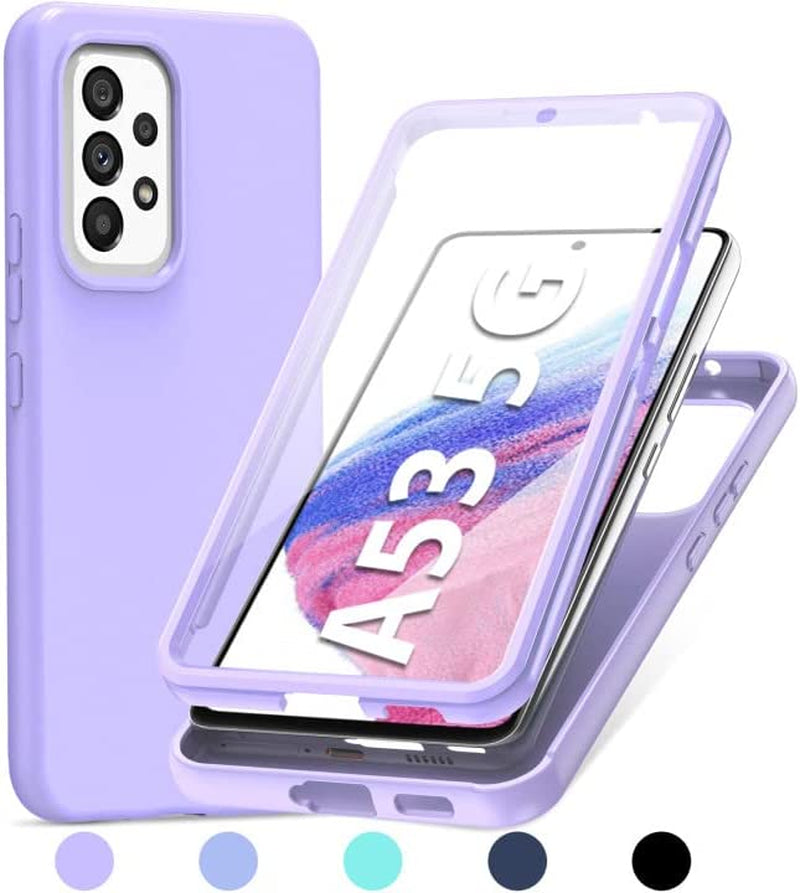 PUJUE for Samsung Galaxy A53 5G Case: Shockproof Protective Phone Cases - Soft Silicone TPU Slim Cell Shell - Cute Durable Rugged Matte Phone Covers (Black)  PUJUE Light Purple  