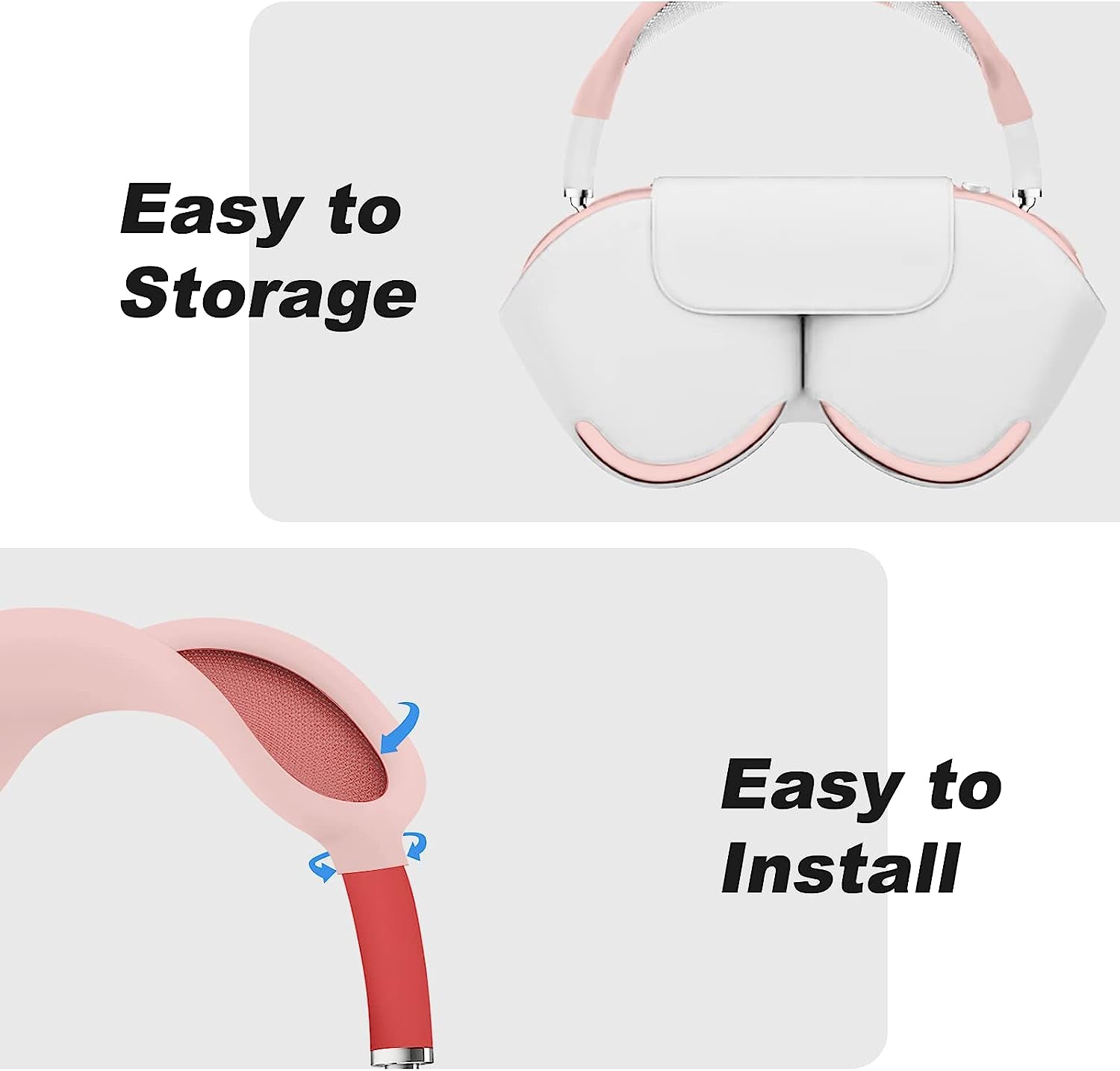 Vsagier Silicone Case for Airpods Max Headphones, Scratch-Resistant Earcup Caps and Headband Cover for Airpods Max, Airpods Max Accessory Skin Case,(Light Pink)  Vsagier   