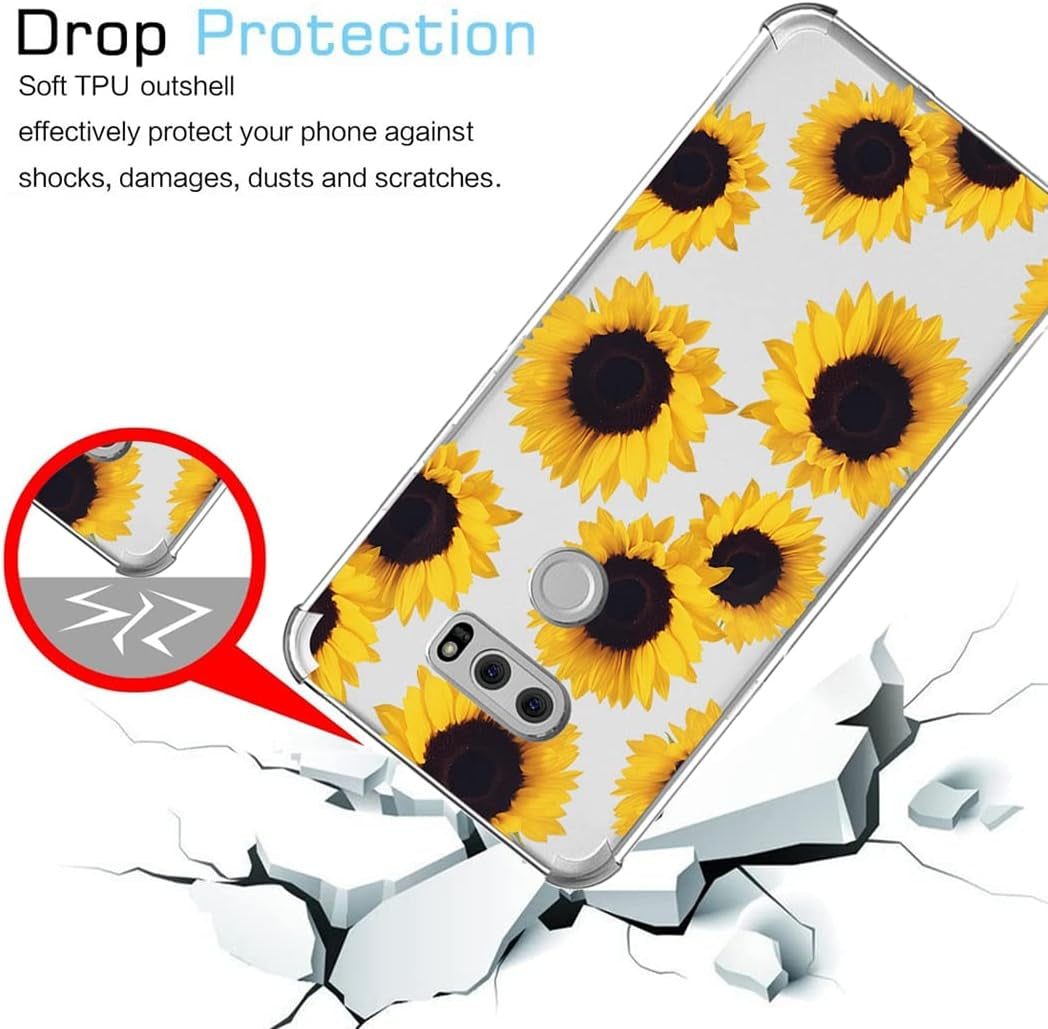 Yerebel Case for LG V30/V30S Thinq/V35 Thinq/V30+/V30 plus Case, US998 Cute Case, Clear Flexible Bumper TPU Soft Rubber Silicone Cover Phone Case for LG V30 (Sunflower)  Yerebel   