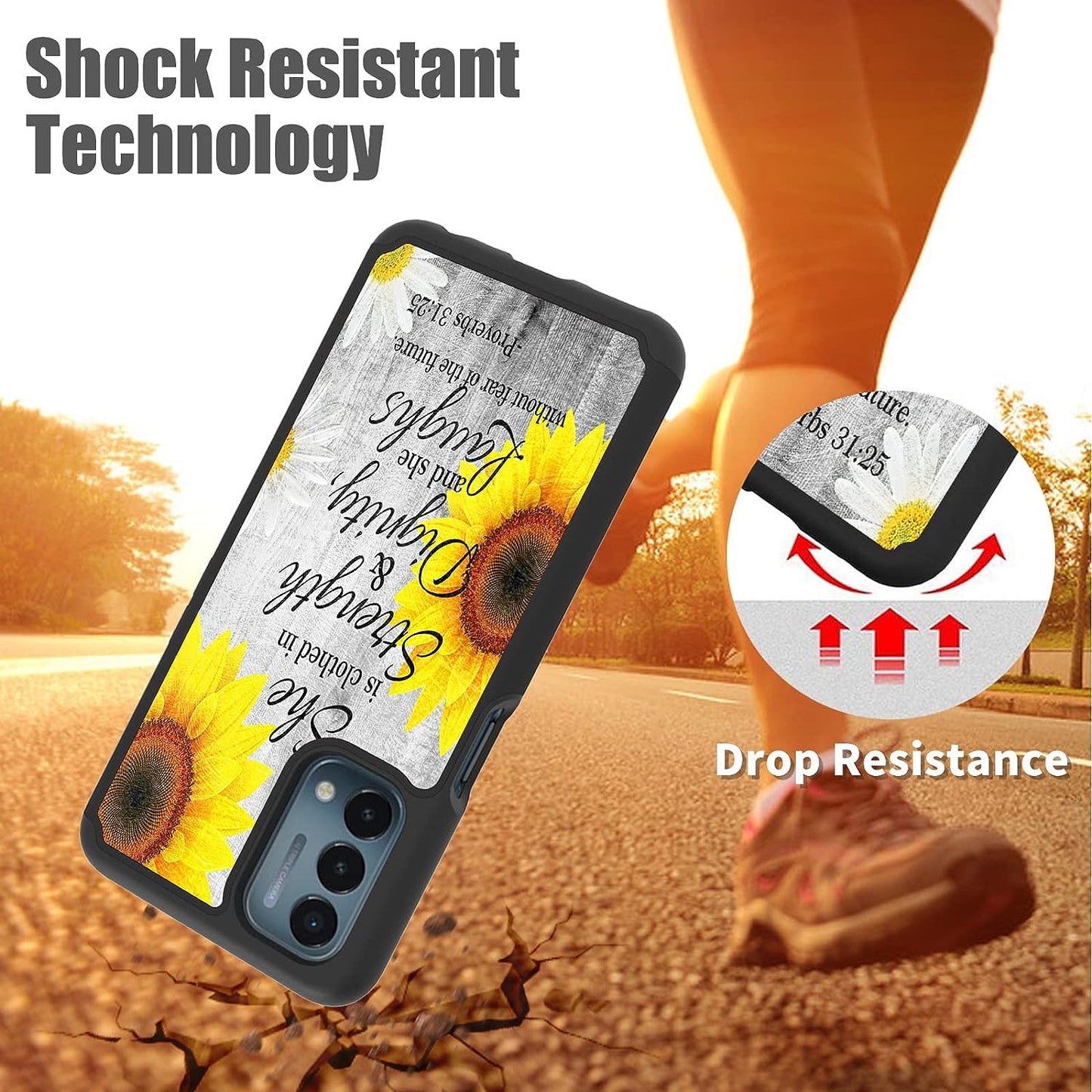 BWEGRHE Phone Case for Oneplus Nord N200 5G 6.49"(2021 Released), Dual Layer Heavy Duty Shockproof Hard PC + Soft Silicone Rubber Sturdy Nord N200 5G Phone Shell Proverbs 31:25 Cute Cover  JStar   