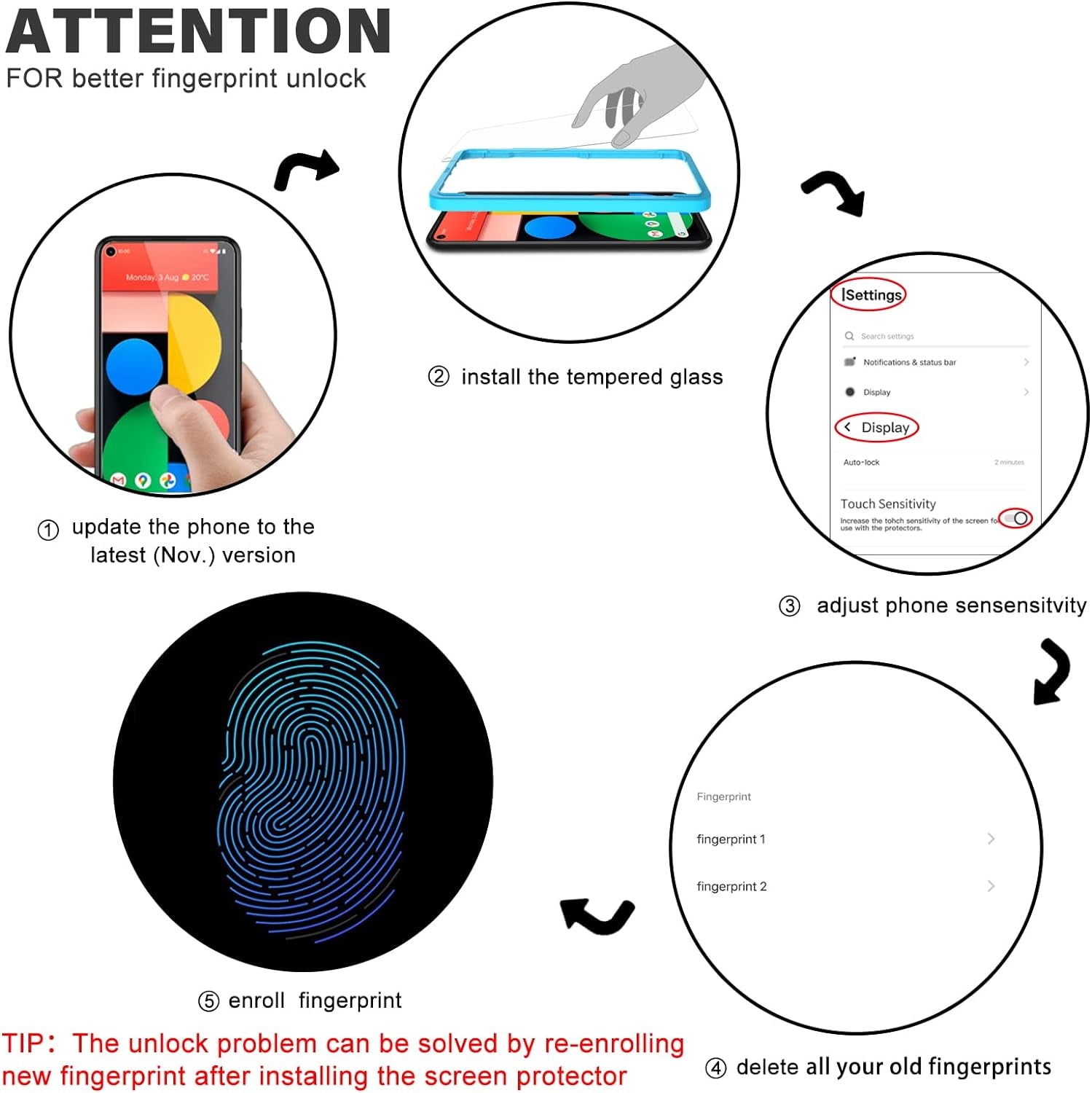 OMOTON [3 Pack] Screen Protector for Google Pixel 5 - Tempered Glass/Alignment Frame/Anti Scratch Screen Protector for Google Pixel 5  OMOTON   