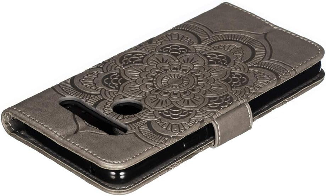 HMTECHUS LG G8 Thinq Case Embossing Durable Shell Card Slots Holder Luxury PU Leather Wallet Bookstyle Magnetic Stand Shockproof Protection Flip Cover for LG G8 / G8S / G8 Thinq Mandala Gray LD  HMTECHUS   