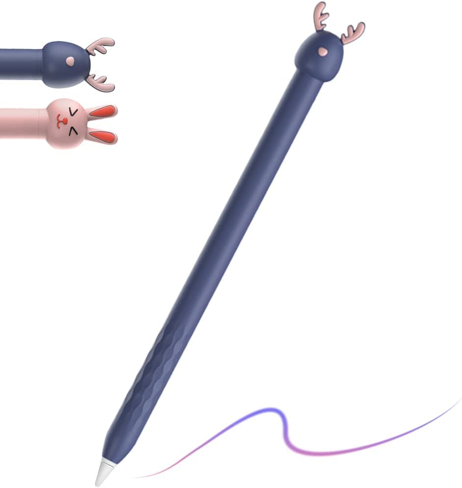 Case for Apple Pencil 2Nd Generation Case Sleeve Soft Silicone Cute Cartoon Rabbit Design Protective Cover Holder Accessories Compatible with Apple Pencil 2Nd Gen (Pink Rabbit)  Meowster Blue Deer  