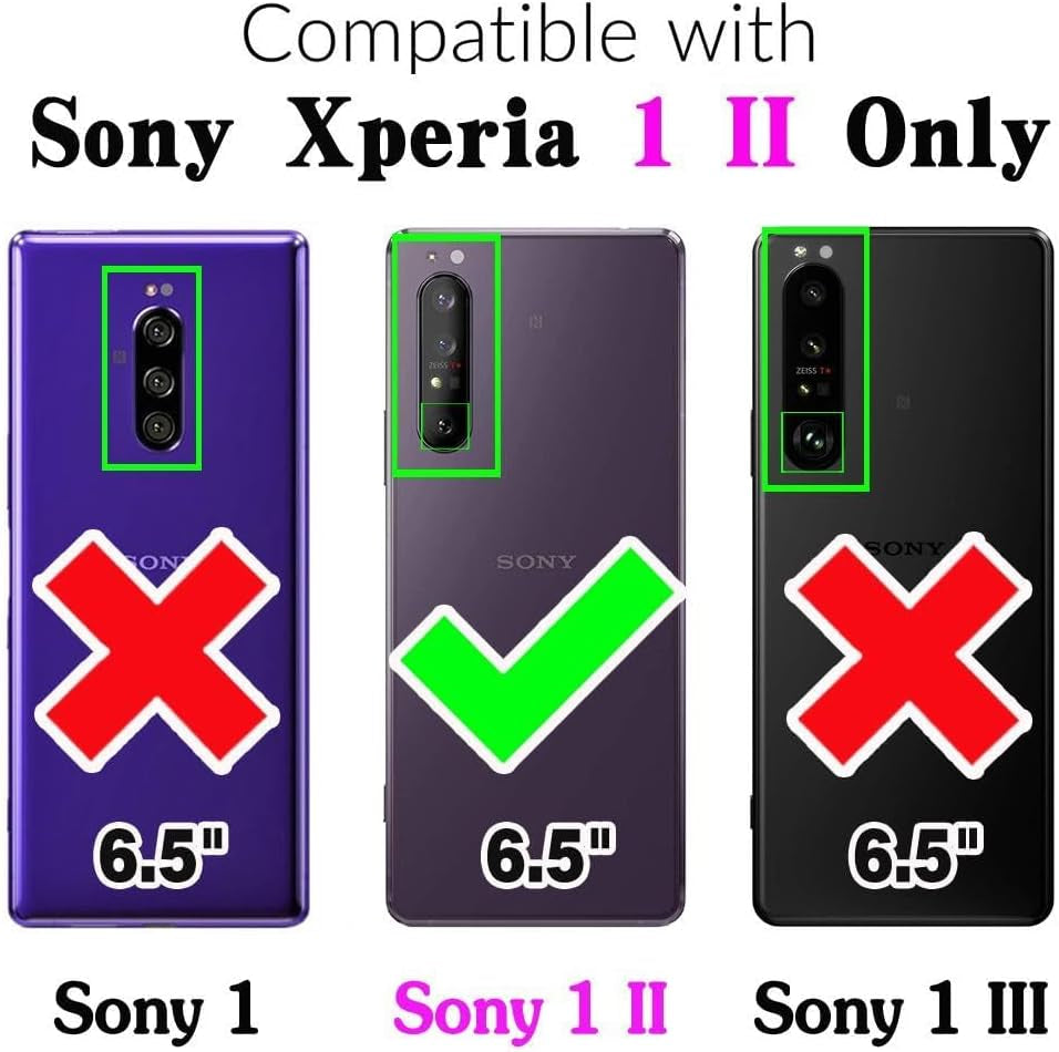 Asuwish Phone Case for Sony Xperia 1 II 2 / Experia 1II 5G Wallet Cover with Tempered Glass Screen Protector Flip Credit Card Holder Slot Stand Cell Experia1Ii XQ-AT52 XQ-AT51 XQ-AT42 Women Men Pink  Asuwish   