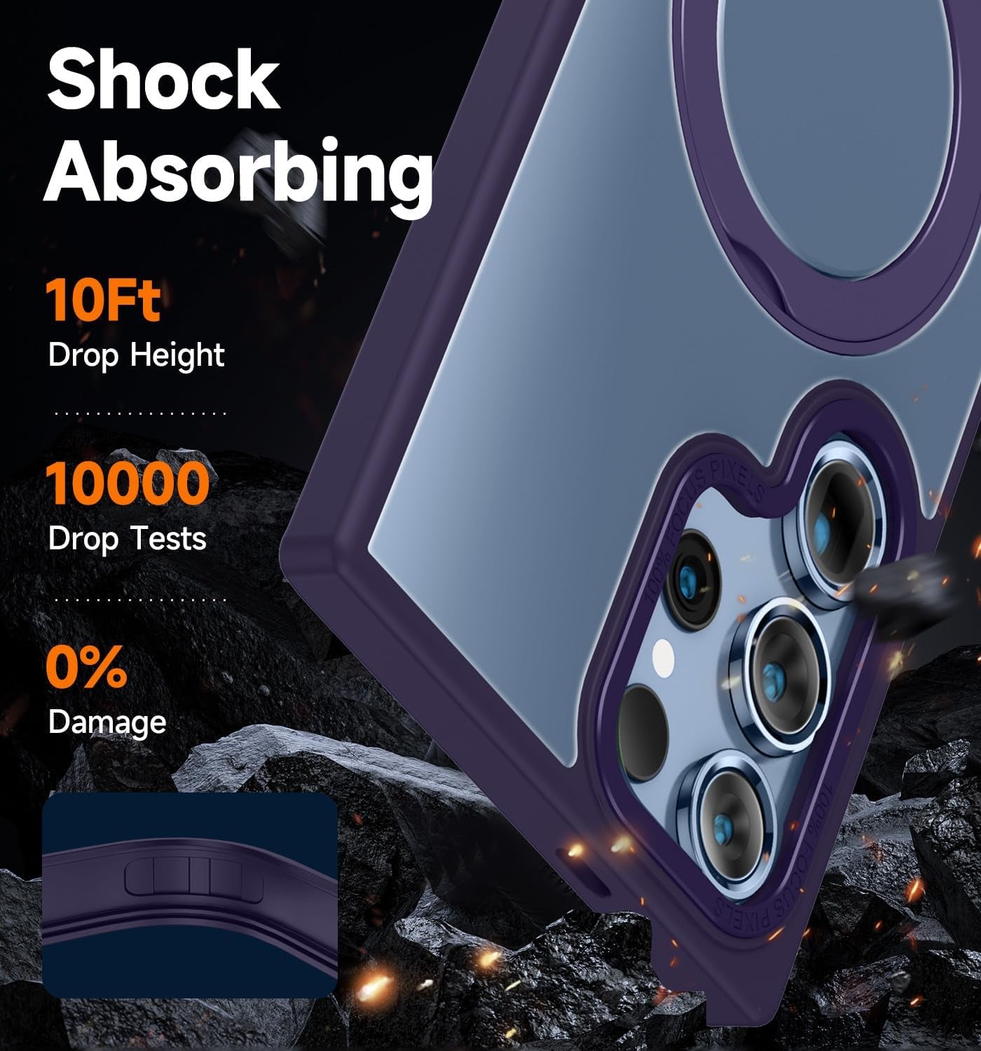 MAGIC JOHN Magnetic Case for Samsung Galaxy S22 Ultra Case [Compatible with Magsafe] [With Rotatable Magnetic Metal Stand][Military Grade Shockproof][Anti Yellowing] Matte Back Soft Edge,Purple  MAGIC JOHN   