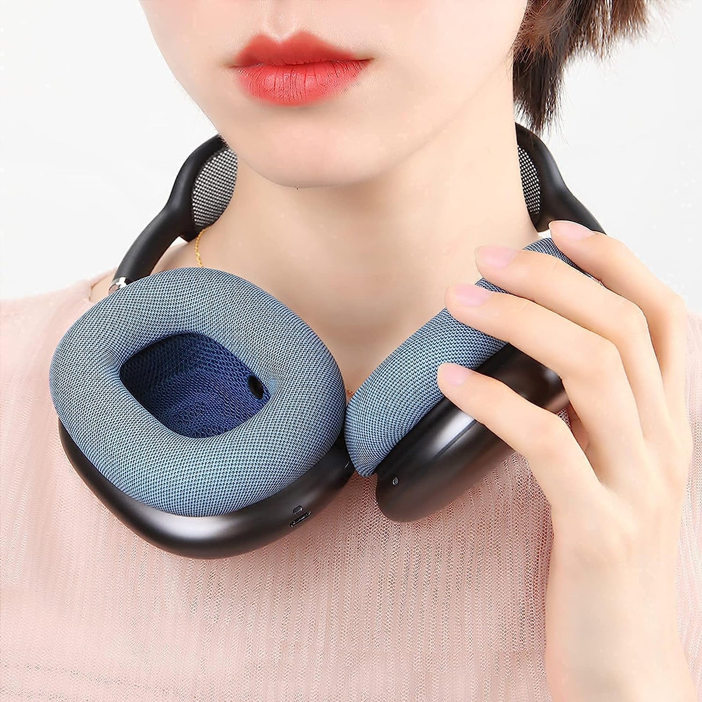 Earpads for Apple Airpods Max Earpad Replacement Sweat Proof Ear Cushions Airpods Max Ear Pad Earcups with Protein Leather, Memory Foam and Magnet Blue  Earrock   