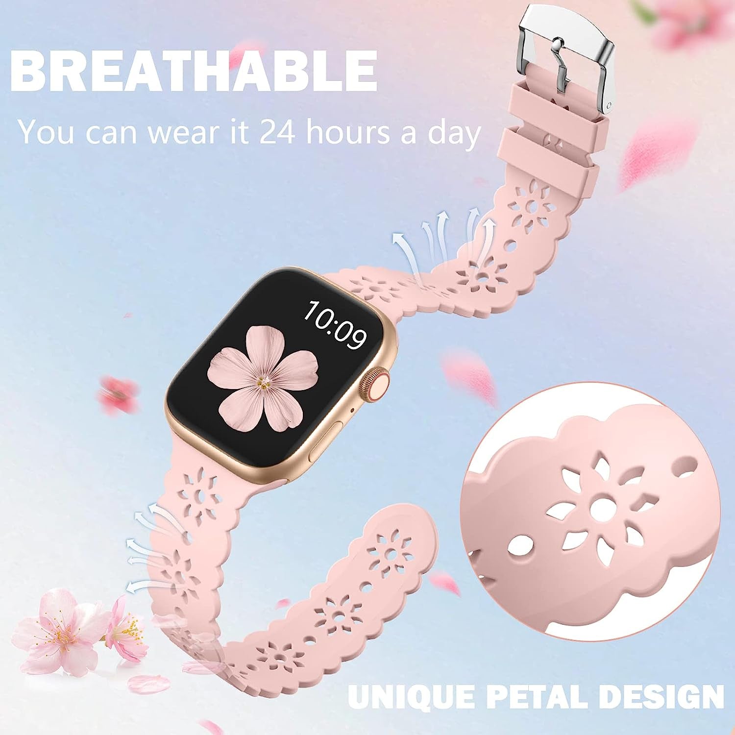 IMIVIO Hollow-Out Lace Slim Bands Compatible with Apple Watch 38Mm 40Mm 41Mm 42Mm 44Mm 45Mm 49Mm for Women Men, Hollow-Out Soft Replacement Strap for Iwatch Ultra Series 8 7 6 5 4 3 2 1 SE, 3 Pack  IMIVIO   