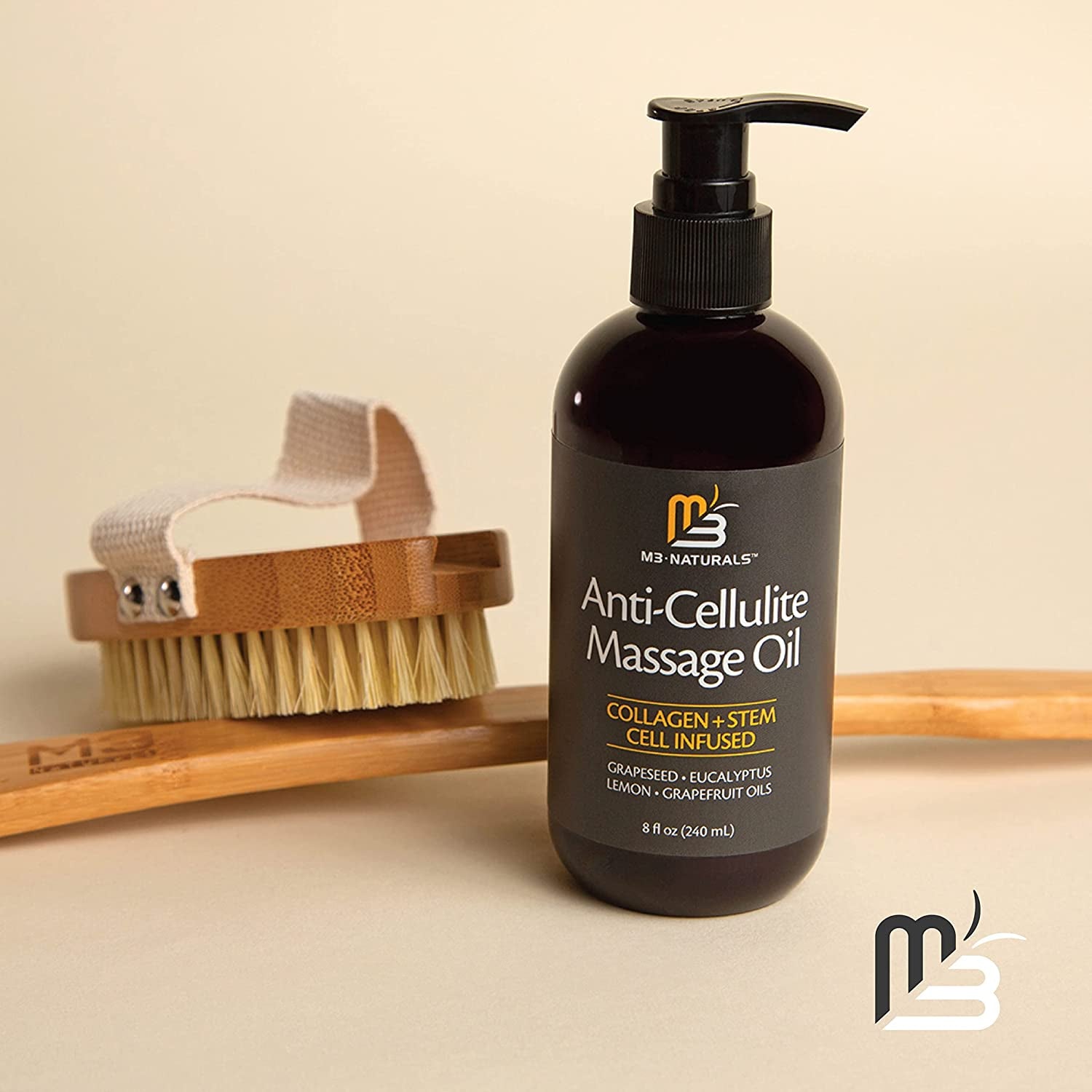 Anti Cellulite Massage Oil Infused with Collagen and Stem Cell Skin Tightening Body Oil Moisturizing Cream Bust Bum Scar Cleansing Essential Oil Instant Absorption by M3 Naturals  M3 Naturals   