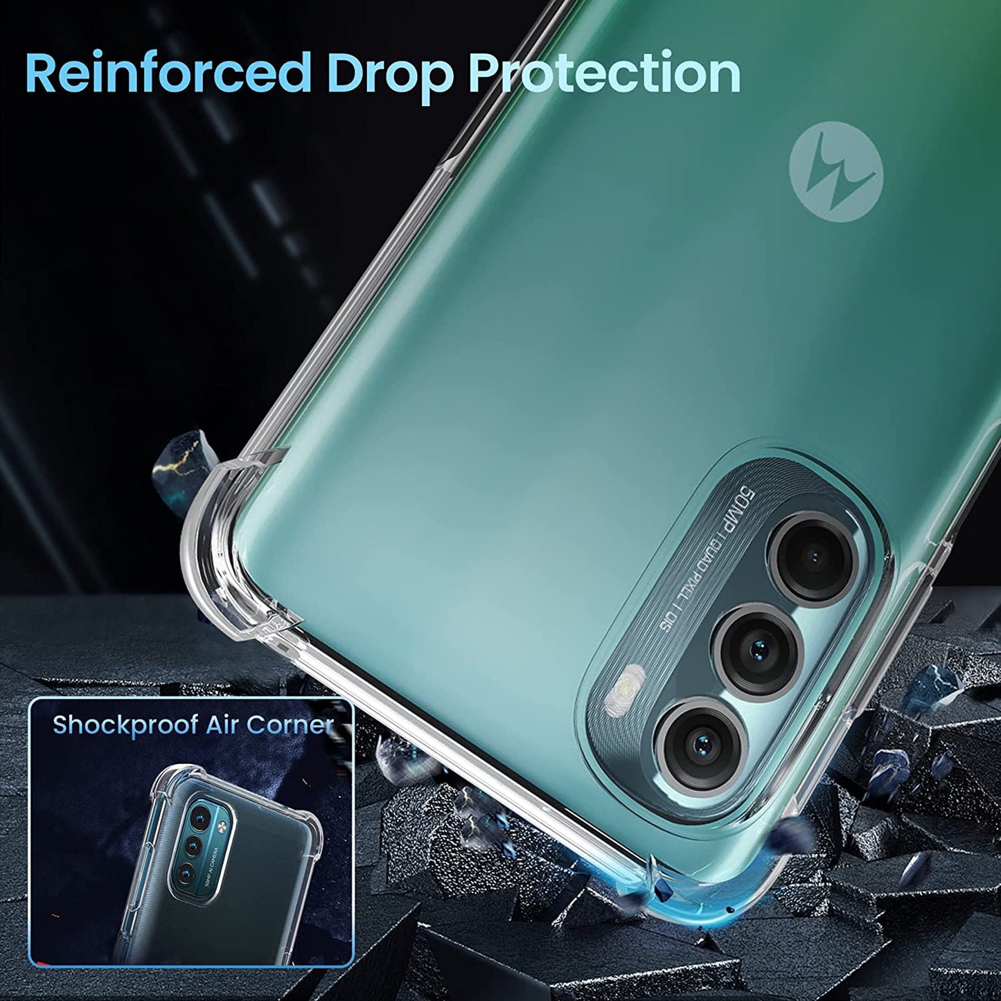 Cresee Crystal Clear Cover with Reinforced Corner Bumper Slim Fit Shockproof Flexible TPU Phone Case for Motorola Moto G Stylus 5G (2022) Transparent  Cresee   