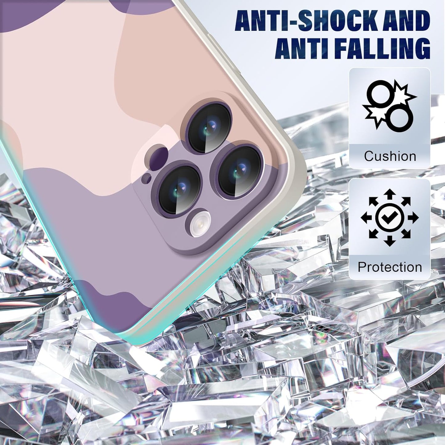 YSLBWLE for Iphone 12 Mini Case, Thin Liquid Silicone Case,Shockproof,Slim Thin Phone Case for Iphone 12 Mini,Full Body Screen Camera Protective Cover-Beige White+Purple 9-Ip12Mini-01  YSLBWLE   