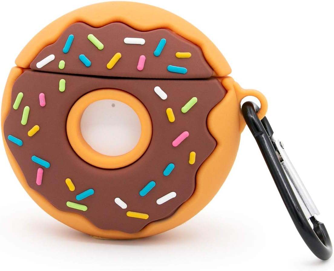 YONOCOSTA Cute Airpods Case, Airpods 2 Case, Doughnut Cool Funny 3D Food Shaped Full Protection Shockproof Soft Silicone Charging Case Cover Skin with Keychain for Airpods 1&2  YONOCOSTA Inc   