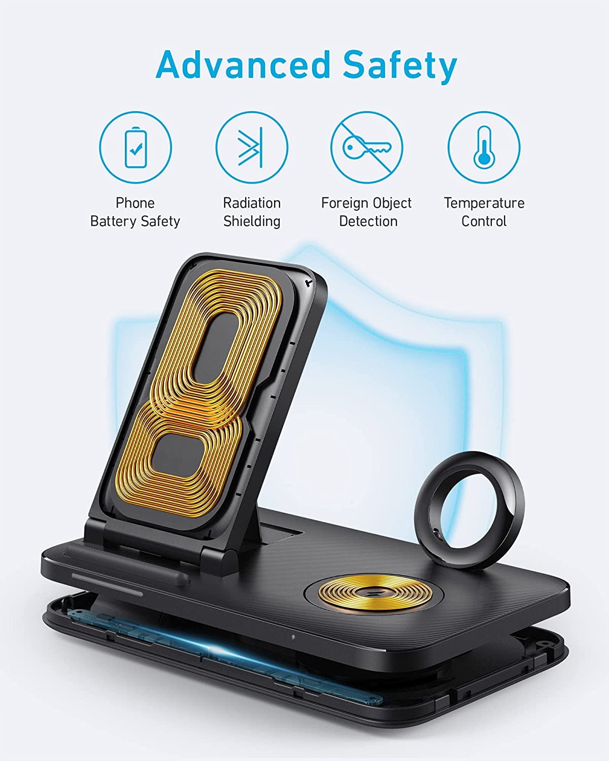Anker Foldable 3-In-1 Wireless Charging Station with Adapter, 335 Wireless Charger, for Iphone 14 Series, Airpods Pro, Apple Watch Series 1-6 (Works with Original 1M/3.3Ft USB-A Cable, Not Included)  Anker Innovations Limited   