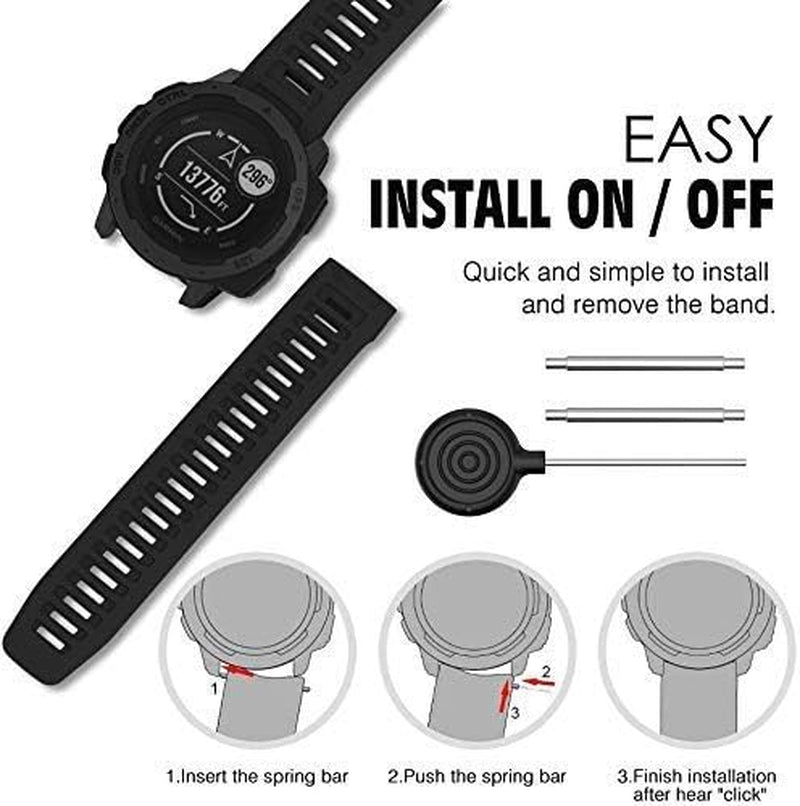 QGHXO Band for Garmin Instinct, Soft Silicone Replacement Watch Band Strap for Garmin Instinct/Instinct Tide/Instinct Tactical/Instinct Solar/Instinct Esports (No Tracker)  QGHXO   