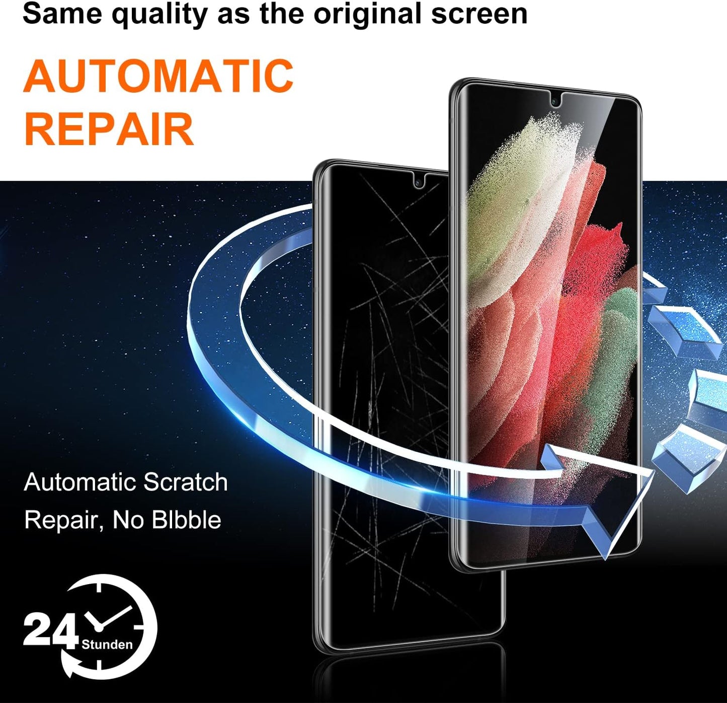 Uniqueme for Samsung Galaxy S21 Ultra Screen Protector, 2 Pack 5G 6.8- Inch Flexible TPU Screen Cover and 2 Pack Camera Lens Protector [Support Fingerprint Unlock][Bubble Free] [Installation Tool]  UniqueMe   