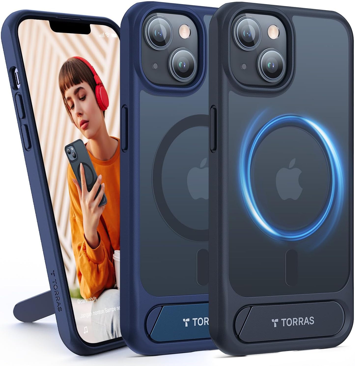 TORRAS Stronger Magnetic for Iphone 14 Pro Max Case with Stand, Compatible with Magsafe, Built in Hidden Kickstand, 10FT Mil-Grade Drop Protection for Iphone 14 Pro Max Case, Translucent Matte Purple  TORRAS A-Black Iphone 14 