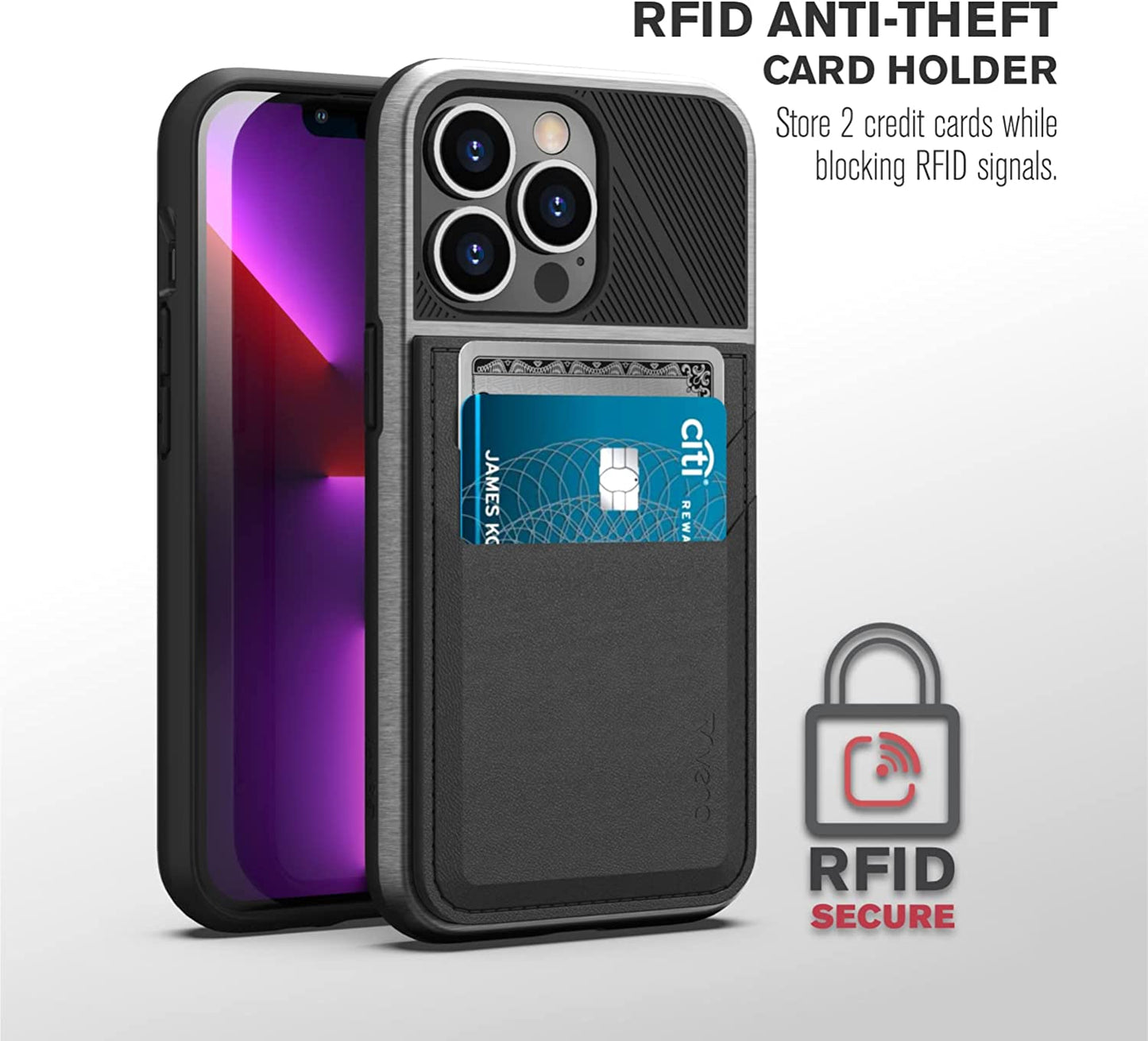 VENA Legacy Card Holder Wallet Case Compatible with Apple Iphone 13 Pro (6.1"-Inch), (Compatible with Magsafe, RFID Anti-Theft) Slim Profile Card Slot Cover with Kickstand - Space Gray  Vena   