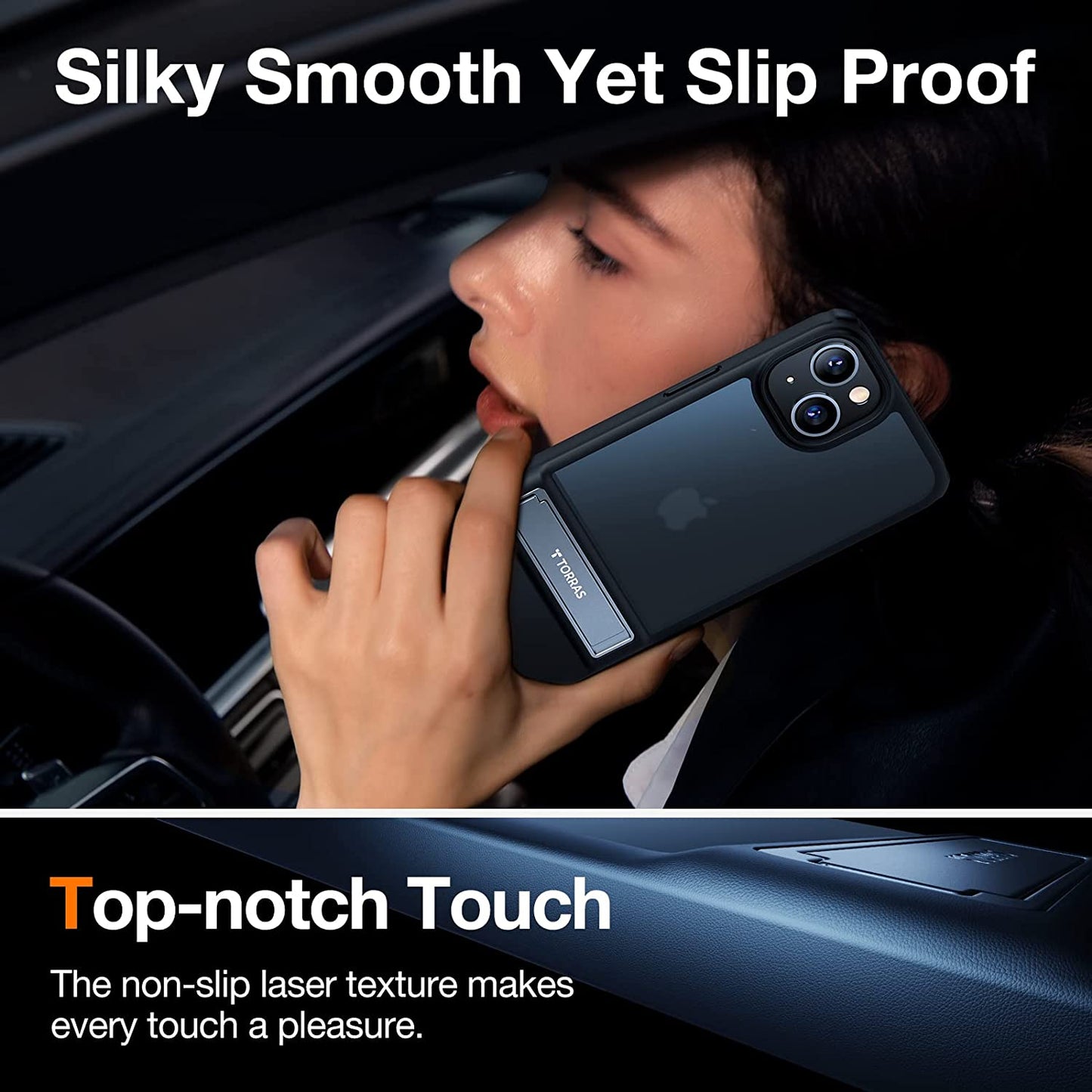 TORRAS Marsclimber Designed for Iphone 13 Case/Iphone 14 Case, [3 Stand Ways] [8FT Military Grade Shockproof] Translucent Matte Thin Slim Phone Case for Iphone 14/ Iphone 13 with Stand, Space Black  TORRAS   