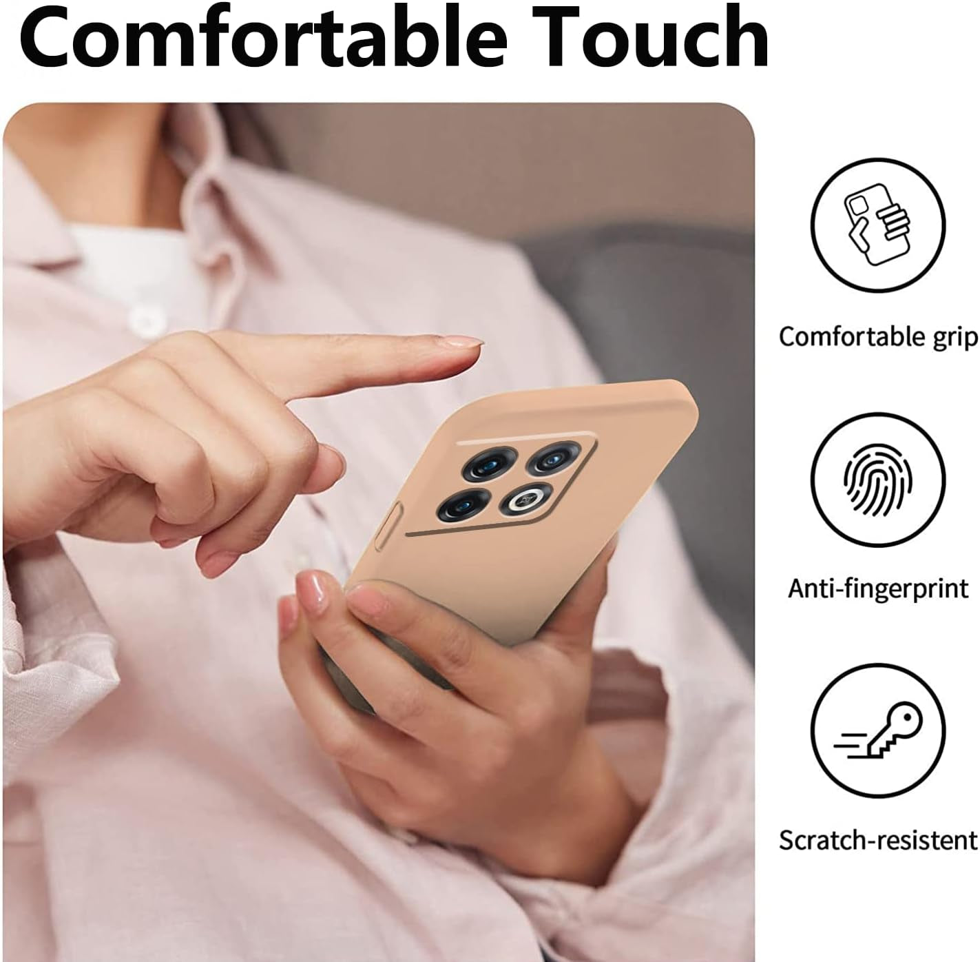 Wousunly Compatible with Oneplus 10 Pro Case Silicone Liquid Pink, Soft Smooth Touch Oneplus 10 Pro Phone Case Silicone Shockproof Thin Cover (Oneplus 10 Pro, Camellia)  Wousunly   