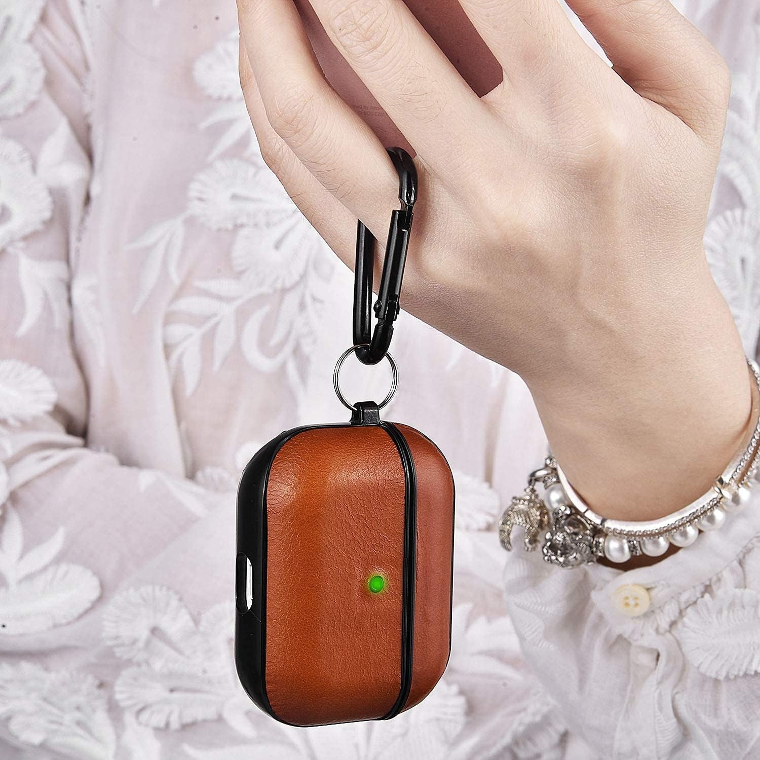 V-Moro Compatible with Airpods Pro Case Leather, Genuine Leather Airpod Pro Case for Airpods Pro [Front LED Visible] Protective Cover Skin Brown Men Women  V-MORO   