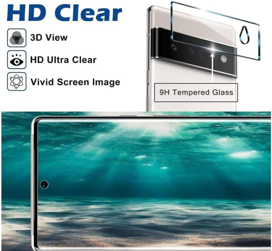 [2+2 Pack] for Google Pixel 6 Pro Screen Protector, 9H Tempered Glass, Ultrasonic Fingerprint Compatible, 3D Curved, HD Clear Scratch Resistant for Google Pixel 6 Pro 5G Glass Screen Protector  Arshek   
