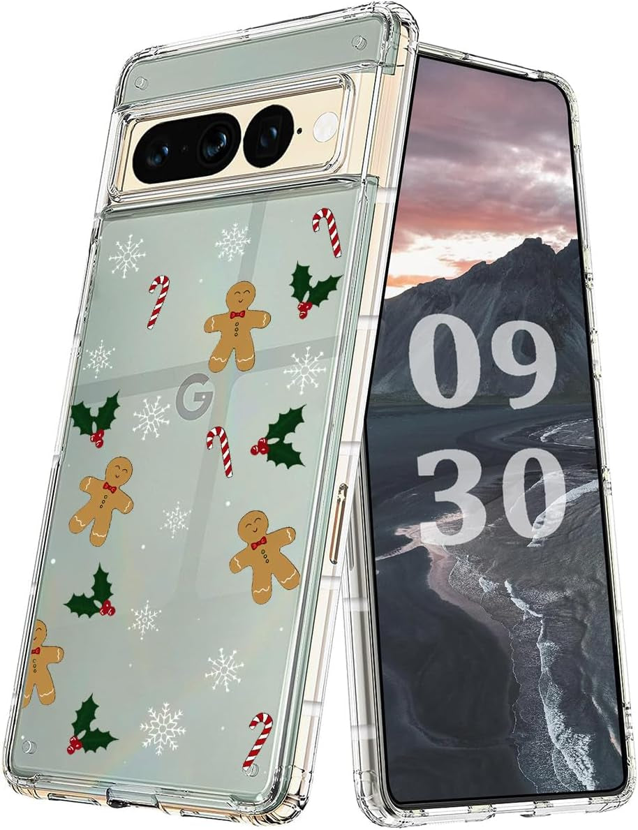 YCJACE Google Pixel 6 Pro Case Clear with Christmas Design Soft Flexible TPU Ultra-Thin Shockproof Anti-Scratch Bumper Protective Cover Case for Google Pixel 6 Pro-Christmas  YCJACE Gingerbread Man Google Pixel 7 Pro 