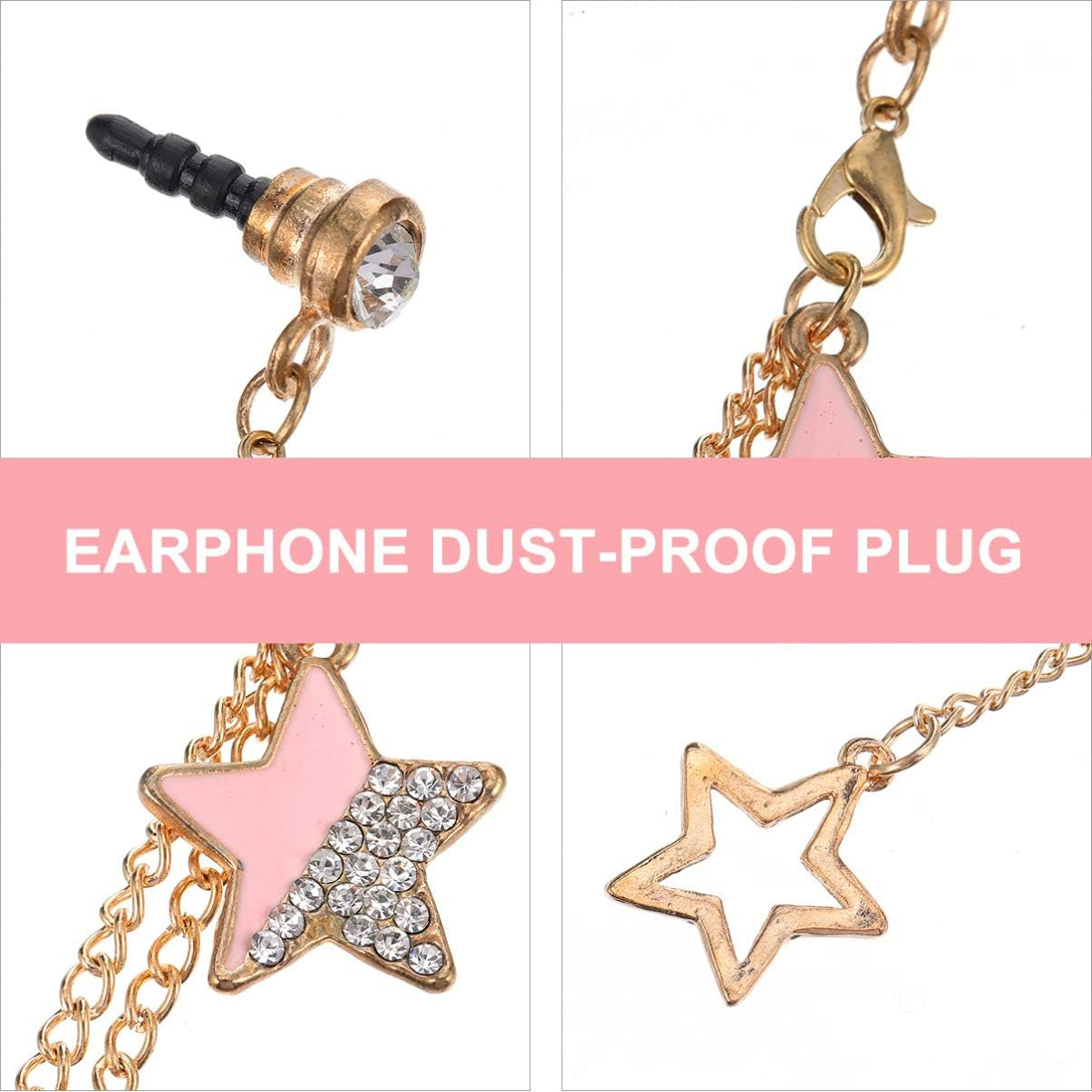 Hemobllo 3Pcs Cell Phone Dust Plug Cute Star Dust Plug Charm Earphone Anti-Dust Plug for Phone Headphone Smartphone Earphone 3.5Mm  Hemobllo   
