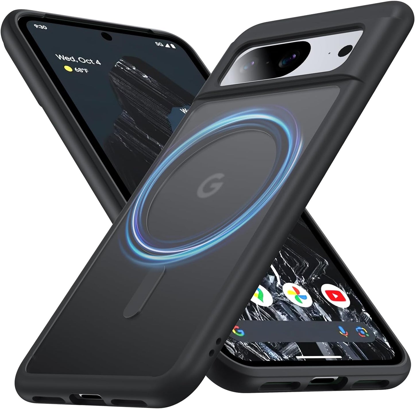 [360°Rotatable Ring] for Google Pixel 8 Pro Case Compatible with Magsafe [NO.1 Magnetic Invisible Stand] [Military Shockproof] [Translucent Matte] with Silicone Bumper for Pixel 8 Pro Cover Slim,Black  FNDMIL Black [Magnetic] Google Pixel 8 [6.2 Inch] 